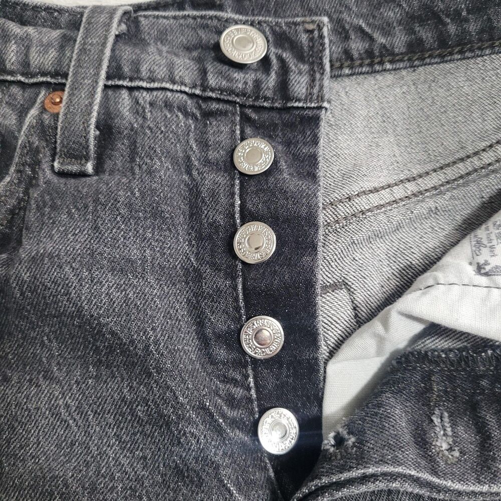 Levi's 501 S Skinny Jeans Mens 26x30 Gray Dark Wash Button Fly Denim Big E - Picture 3 of 14